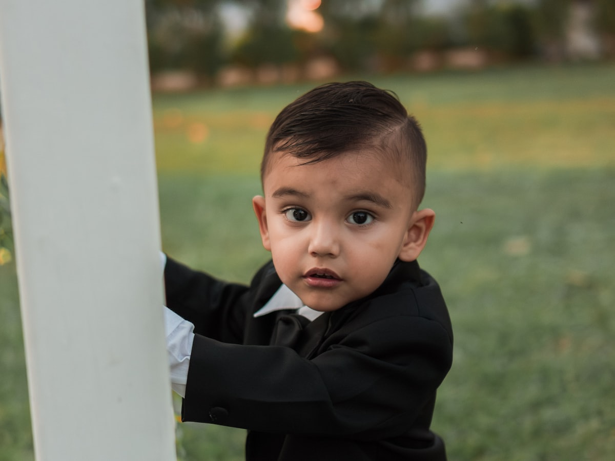 A boy dressed in a suit and tie — Self